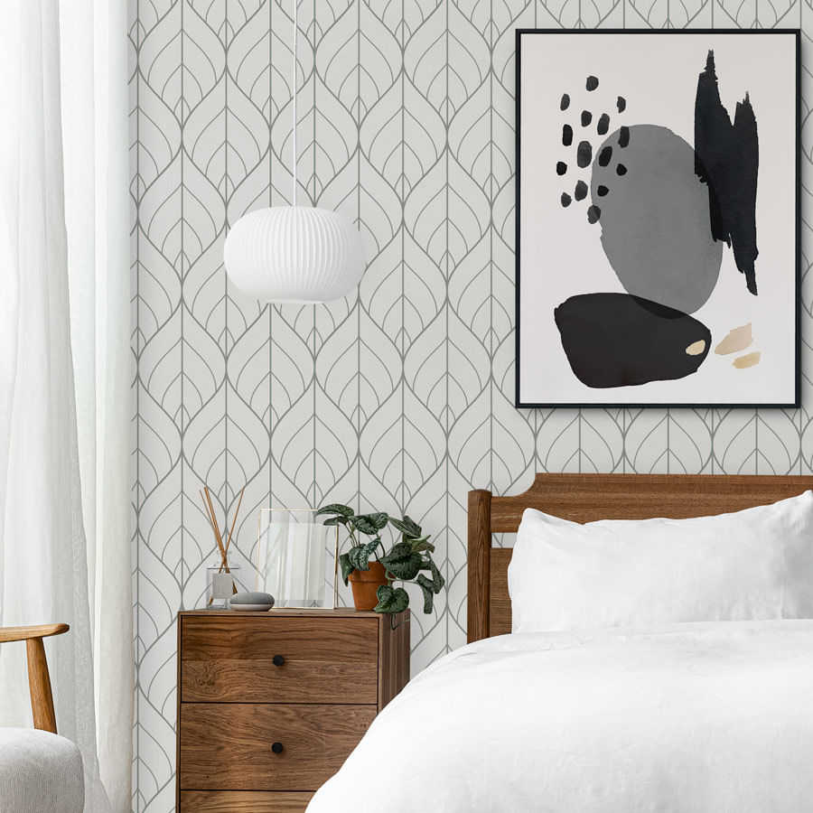 Papel de Parede Folhas Classic Cinza