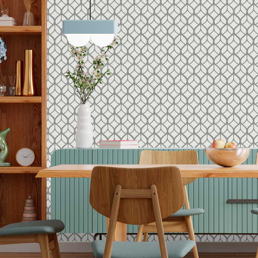 Papel de Parede Folhas Médio Cinza