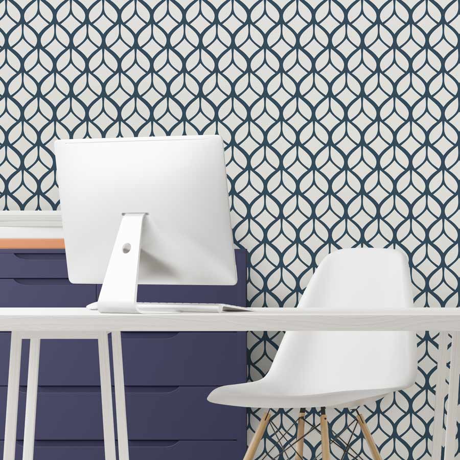 Papel de Parede Folhas Médio Azul Polo