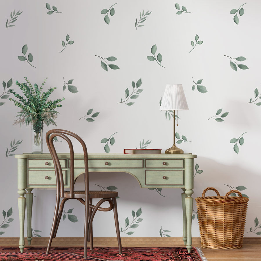 Papel de Parede Folhas Nature Verde Seco