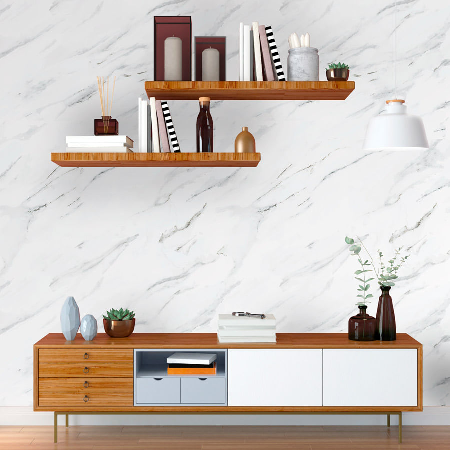 Papel de Parede Mármore Carrara Cinza