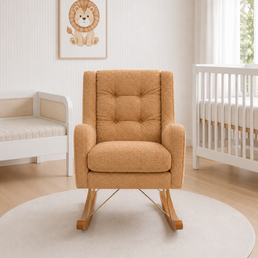 POLTRONA MAJU COM PUFF BALANÇO BOUCLE CARAMELO