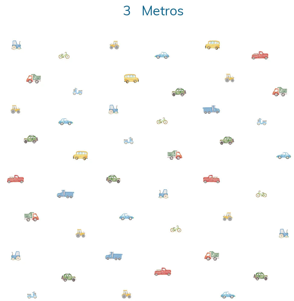 Papel de Parede Carros Aquarela Colorido - Mural