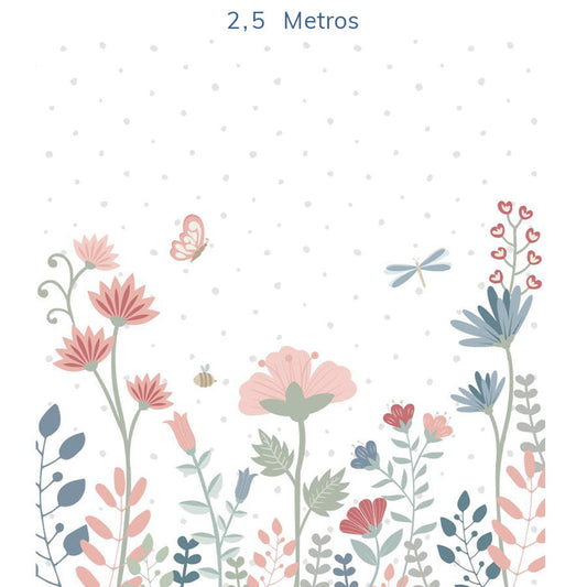 Papel de Parede Infantil Floral Moderno Azul - Mural