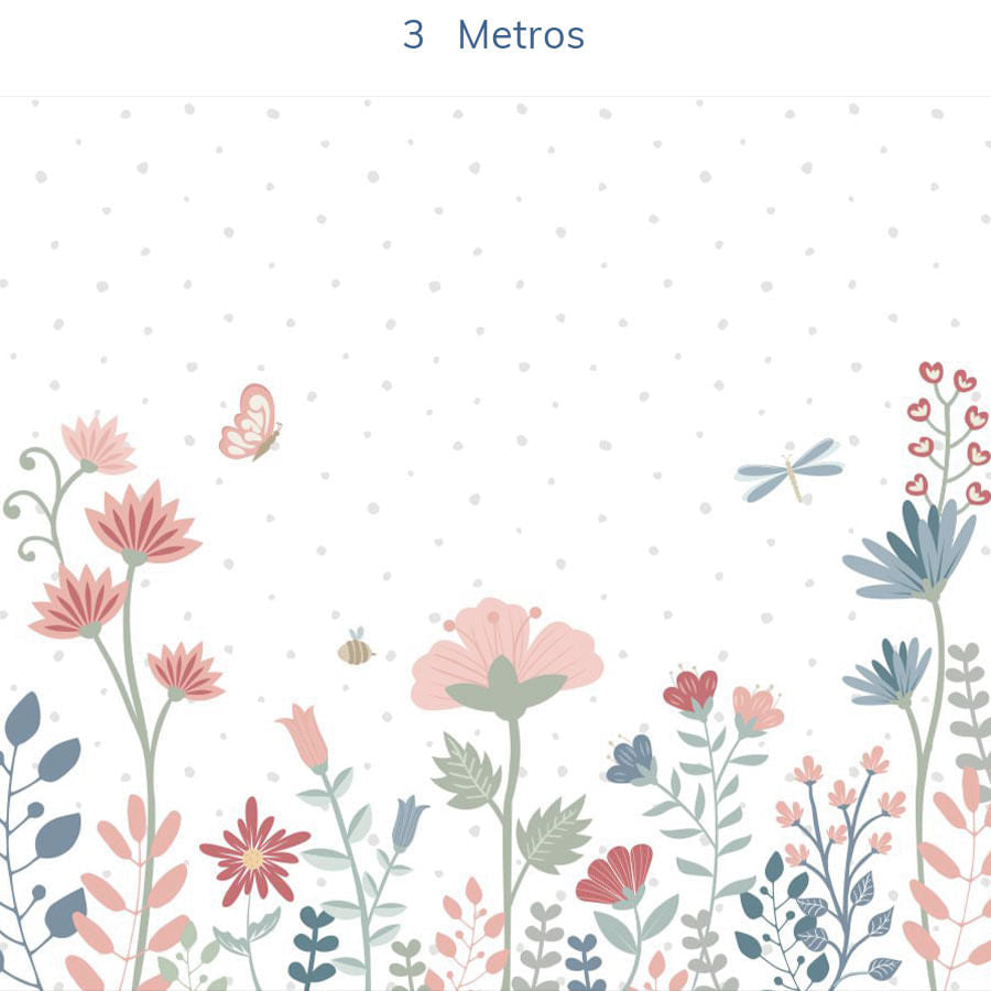 Papel de Parede Infantil Floral Moderno Azul - Mural