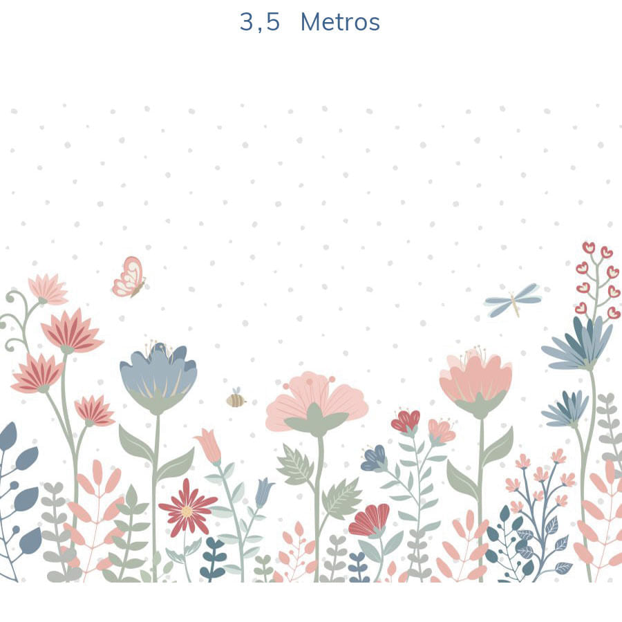 Papel de Parede Infantil Floral Moderno Azul - Mural