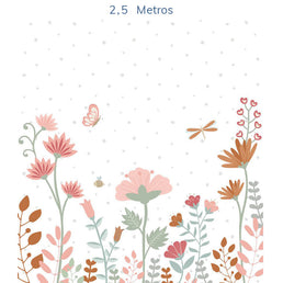 Papel de Parede Infantil Floral Moderno Tons Terrosos - Mural