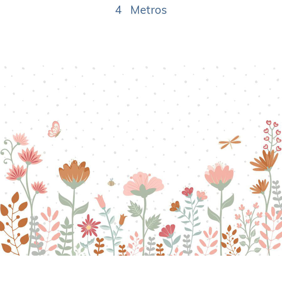 Papel de Parede Infantil Floral Moderno Tons Terrosos - Mural