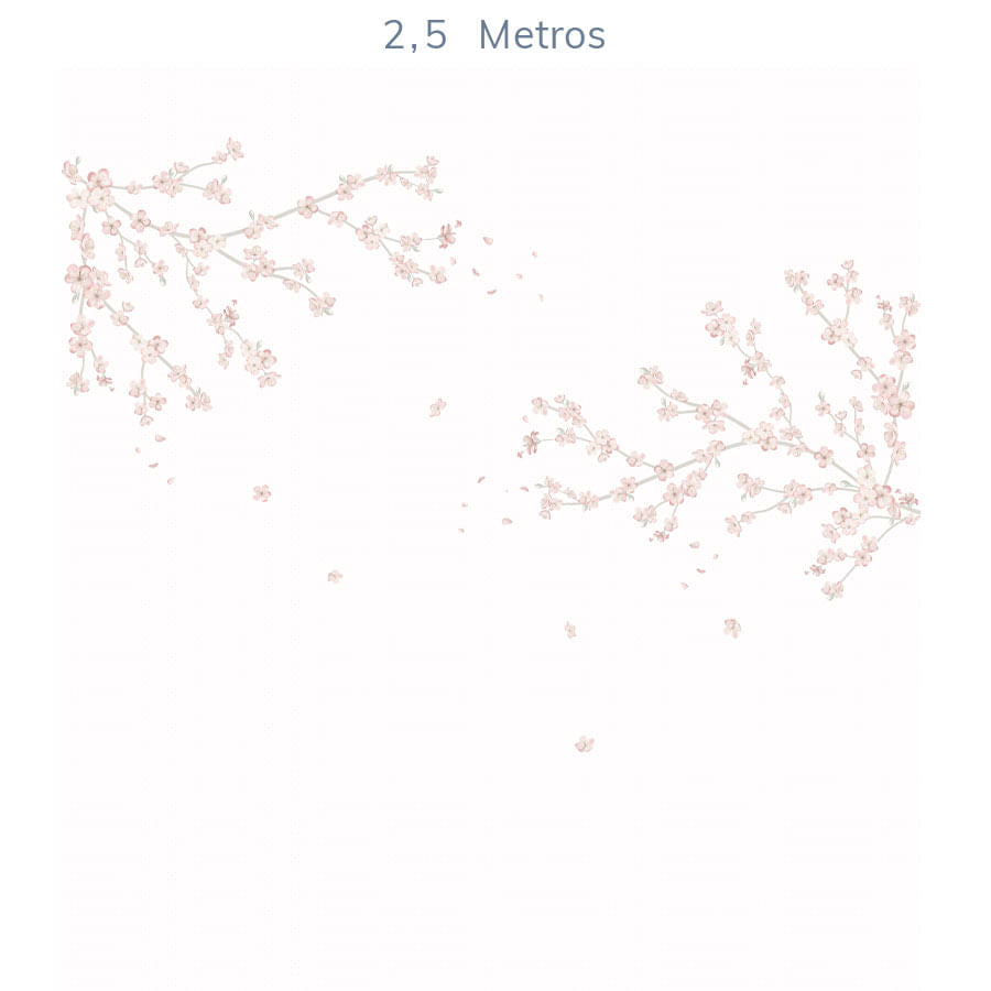 Papel de Parede Infantil Floral Galhos de Cerejeira - Mural