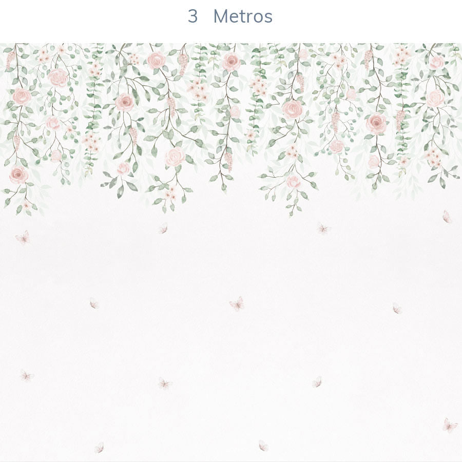 Papel de Parede Infantil Jardim Suspenso com Flores - Mural