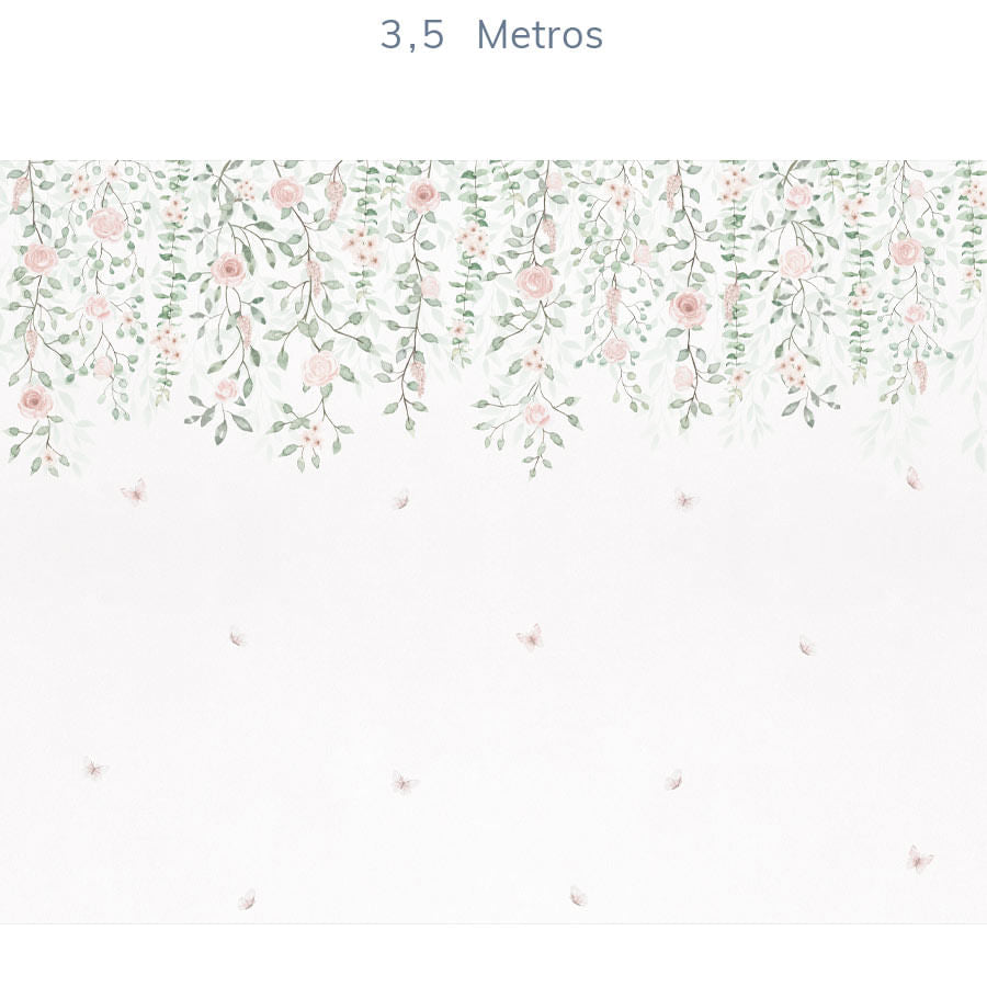 Papel de Parede Infantil Jardim Suspenso com Flores - Mural