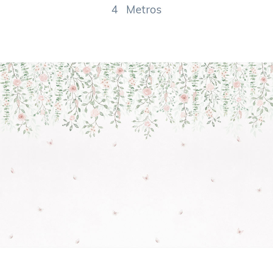 Papel de Parede Infantil Jardim Suspenso com Flores - Mural