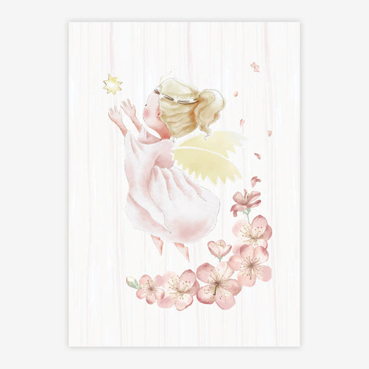 Quadro Infantil Anjinha com Estrela Rosa