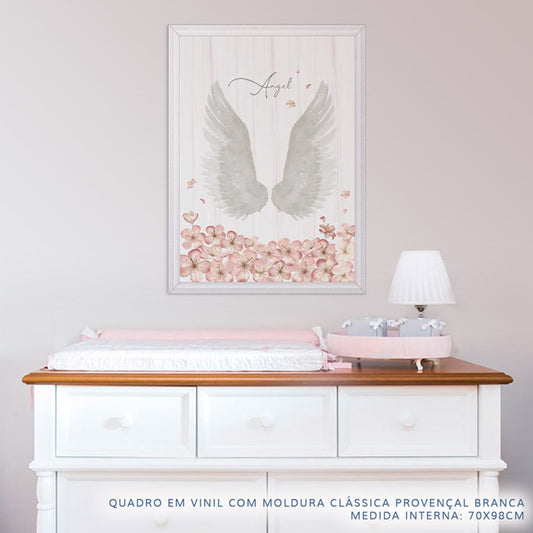 Quadro Infantil Asas com Nome Rosa