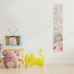 Régua de Crescimento Nossa Senhora com Flores Rosa