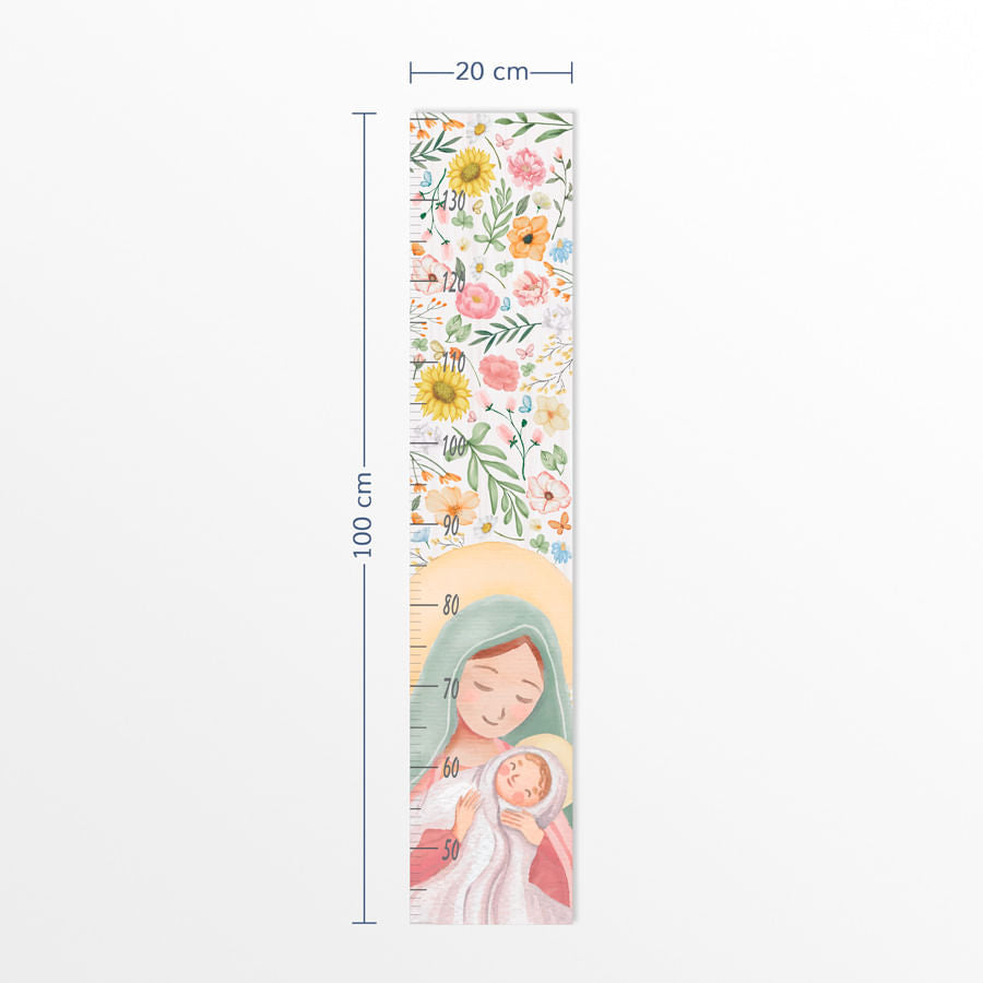 Régua de Crescimento Nossa Senhora com Flores Color