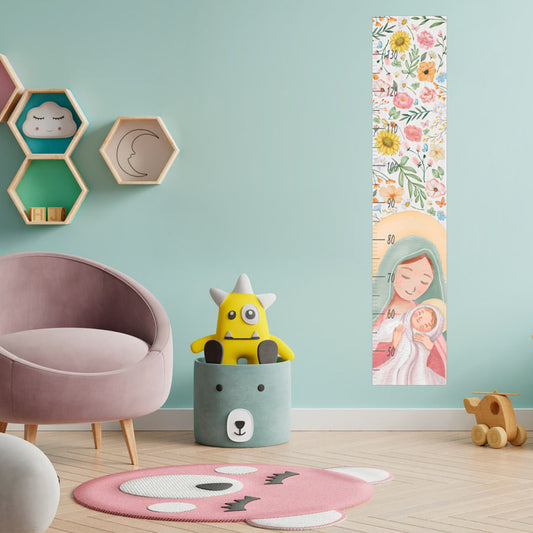 Régua de Crescimento Nossa Senhora com Flores Color