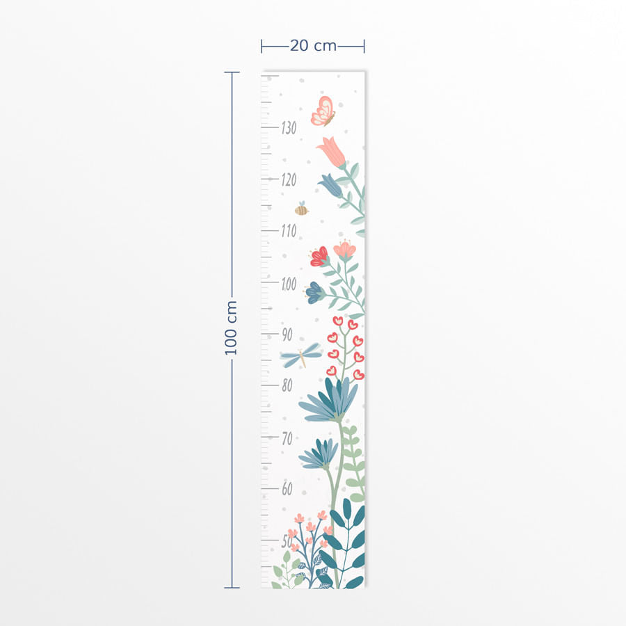 Régua de Crescimento Floral Moderno Azul