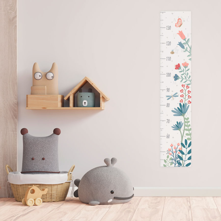 Régua de Crescimento Floral Moderno Azul