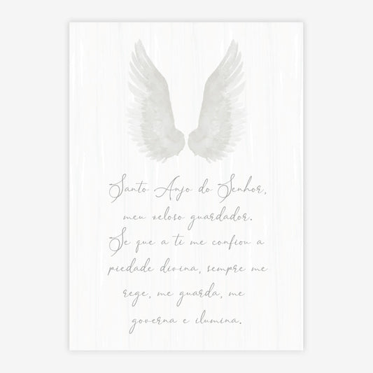 Quadro Infantil Oração Santo Anjo Cinza