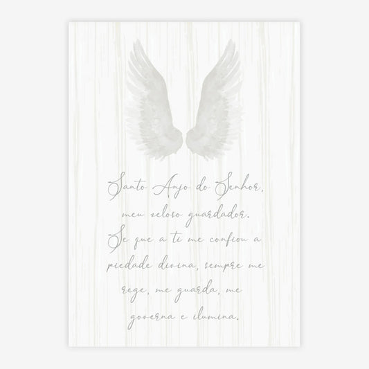 Quadro Infantil Oração Santo Anjo Bege