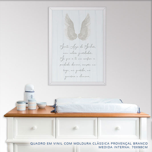 Quadro Infantil Oração Santo Anjo Azul