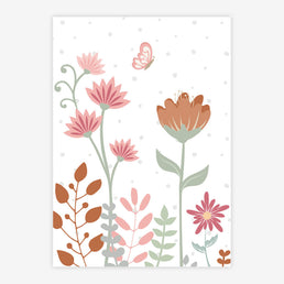 Quadro Infantil Floral Borboleta Tons Terrosos