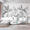 Papel de Parede Folhas Tropical Preto e Branco - Mural