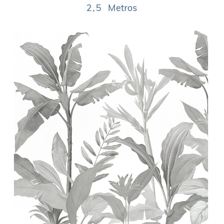 Papel de Parede Folhas Tropical Preto e Branco - Mural