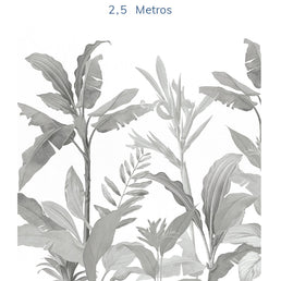 Papel de Parede Folhas Tropical Preto e Branco - Mural