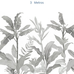 Papel de Parede Folhas Tropical Preto e Branco - Mural