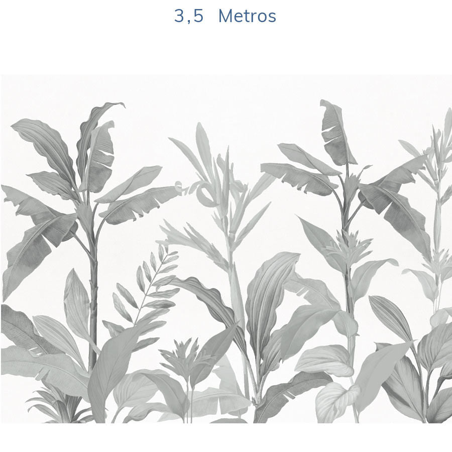 Papel de Parede Folhas Tropical Preto e Branco - Mural