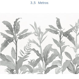 Papel de Parede Folhas Tropical Preto e Branco - Mural