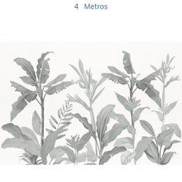 Papel de Parede Folhas Tropical Preto e Branco - Mural