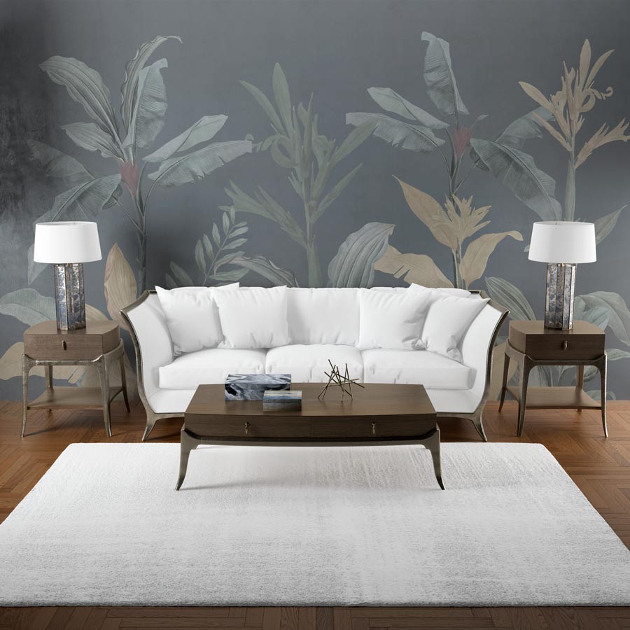 Papel de Parede Folhas Tropical Azul Polo - Mural