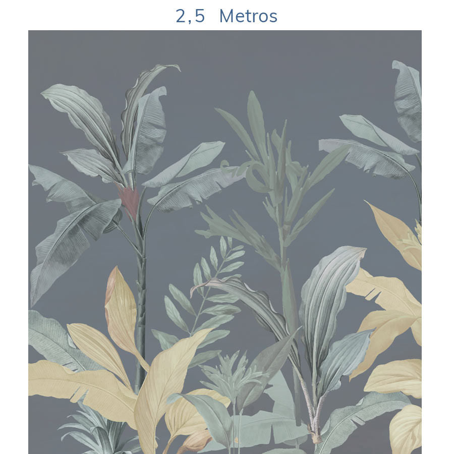 Papel de Parede Folhas Tropical Azul Polo - Mural