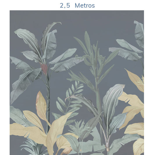 Papel de Parede Folhas Tropical Azul Polo - Mural