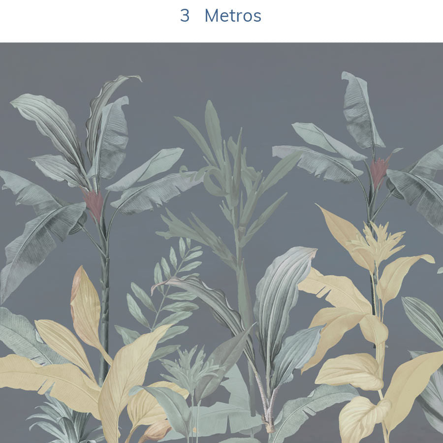 Papel de Parede Folhas Tropical Azul Polo - Mural