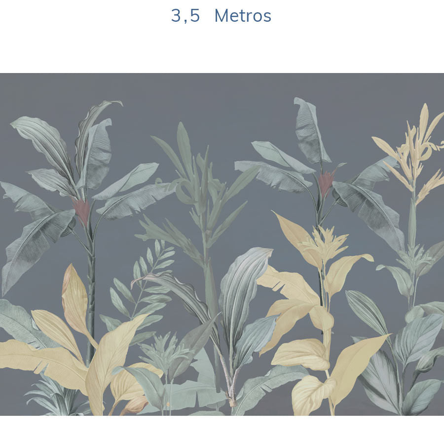 Papel de Parede Folhas Tropical Azul Polo - Mural