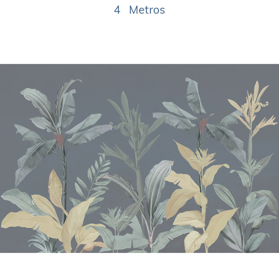 Papel de Parede Folhas Tropical Azul Polo - Mural