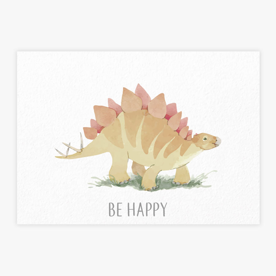Quadro Infantil Stegosaurus Be Happy