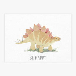 Quadro Infantil Stegosaurus Be Happy