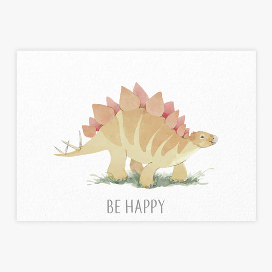 Quadro Infantil Stegosaurus Be Happy