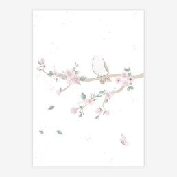 Quadro Infantil Jardim Galho a Direita Rosa Vertical