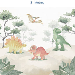 Papel de Parede Infantil Dinossauro Aquarela - Mural