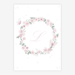 Quadro Infantil Jardim Guirlanda com Inicial Rosa Vertical