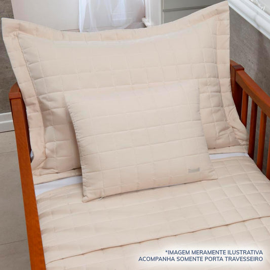Porta Travesseiro Quadradinho Bege