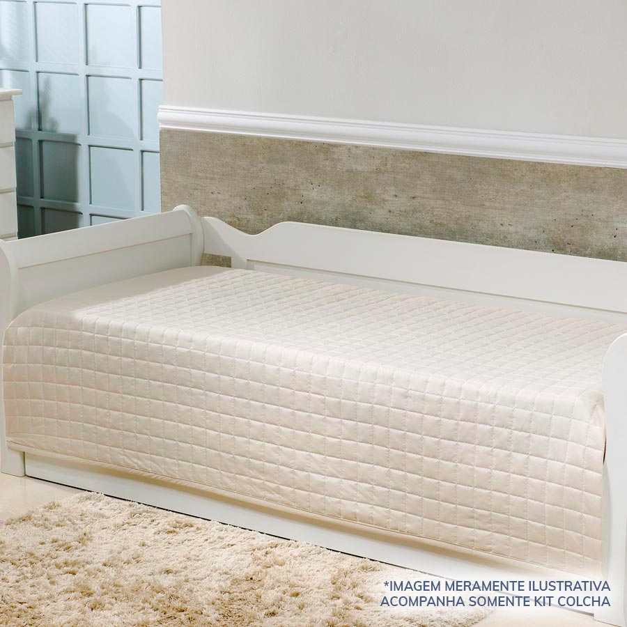 Kit Colcha Quadradinho Bege - 2 Peças