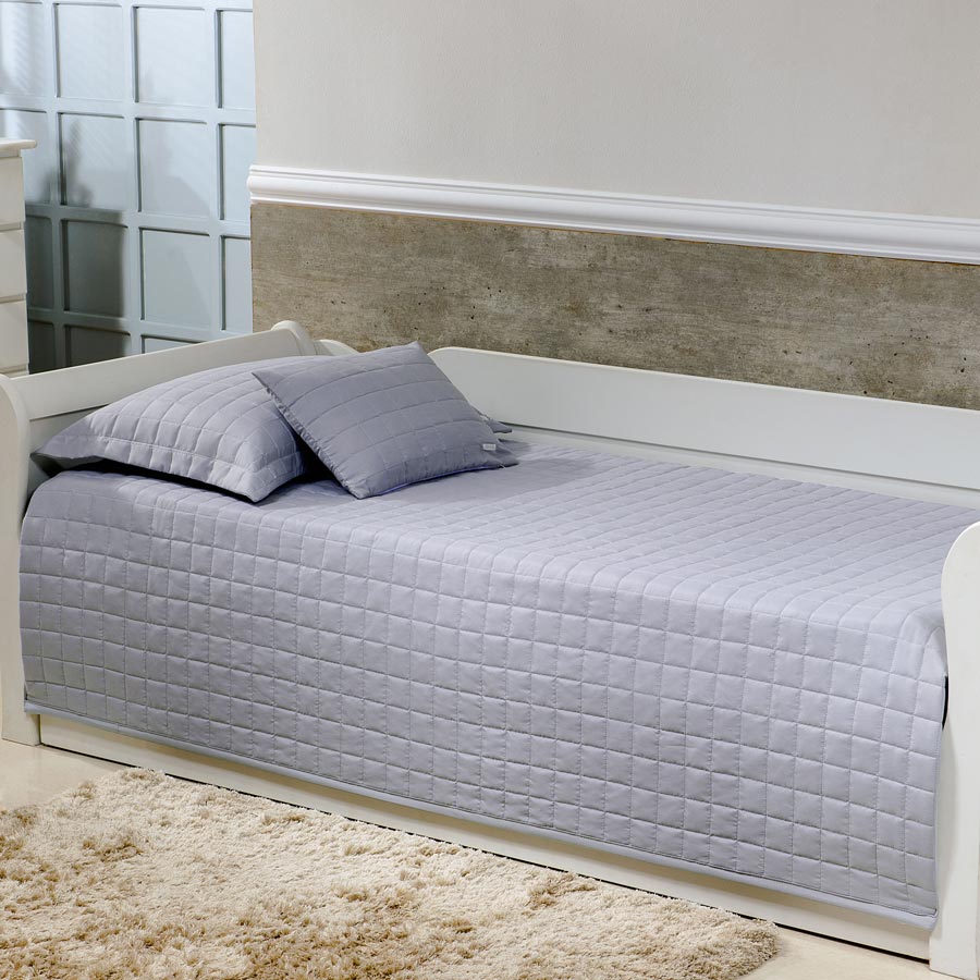 Kit Colcha Quadradinho Cinza - 2 Peças