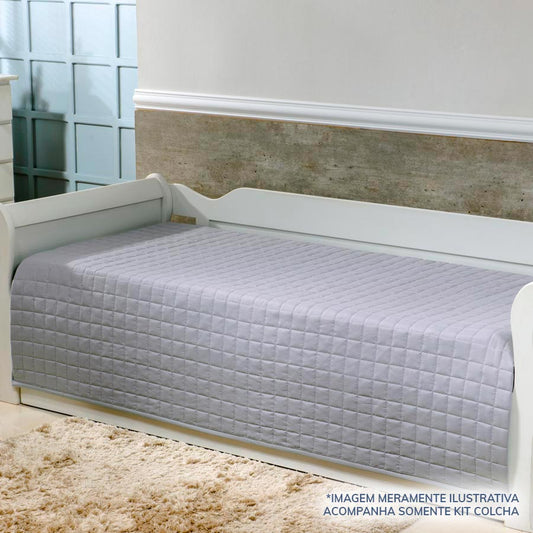 Kit Colcha Quadradinho Cinza - 2 Peças